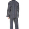 Men Haigman Brushed 100% Cotton Pyjamas - Navy/Grey Stripe