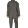 Men Haigman Brushed 100% Cotton Pyjamas - Charcoal Stripe