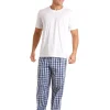 Men Haigman Cotton Rich Short Sleeve Pyjamas - White/Blue