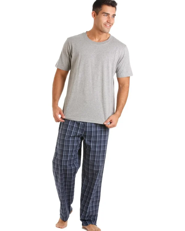 Men Haigman Cotton Rich Short Sleeve Pyjamas - Grey/Blue
