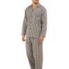 Men Haigman Poplin 100% Cotton Pyjamas - Grey/Black Stripe