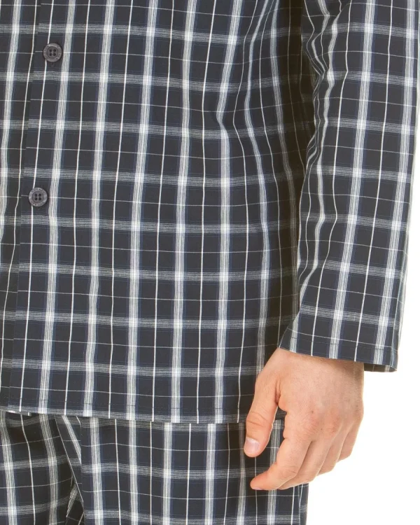 Men Haigman Poplin 100% Cotton Pyjamas - Navy Check