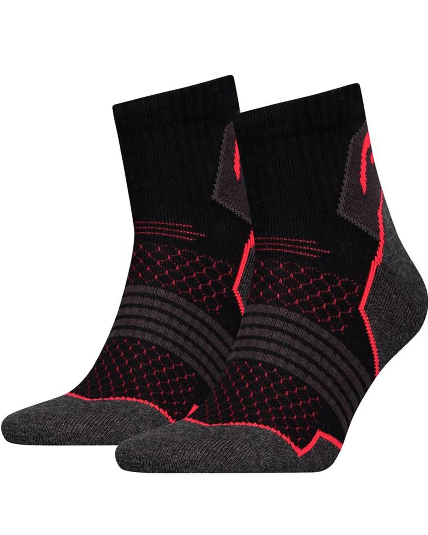 head__pack_hiking_quarter_0.webp Men HEAD 2 Pack Hiking Quarter Socks - Black/Red