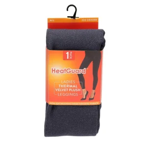 HeatGuard Tights | Womens Thermal Velvet Plush Leggings - Denim Marl
