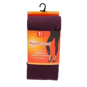 HeatGuard Tights | Womens Thermal Velvet Plush Leggings - Plum