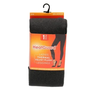 HeatGuard Tights | Womens Thermal Velvet Plush Leggings - Grey Marl