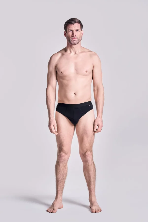 Men HJ Hall 3 Pack Mens Cotton Stretch Slip Briefs - Black