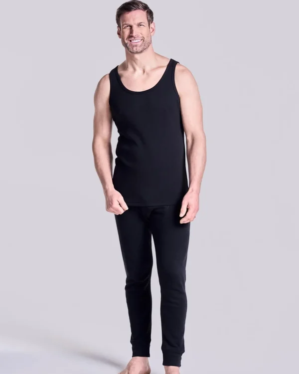 Men HJ Hall Mens 2 Pack Thermal Vests - Black
