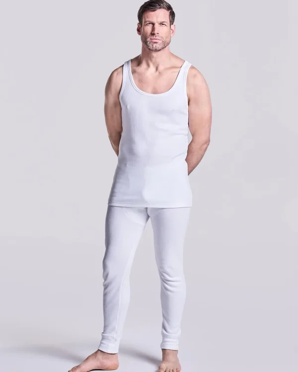 Men HJ Hall Mens 2 Pack Thermal Vests - White