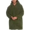 Men Huggable Borg Fleece Oversized Blanket Hoodie - Olive