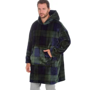 Men Huggable Green Check Oversized Hoodie