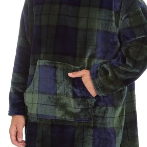Men Huggable Green Check Oversized Hoodie