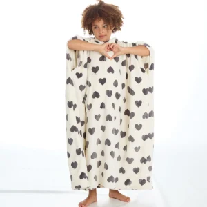 Kids Huggable Kids Heart Print Oversized Blanket Poncho