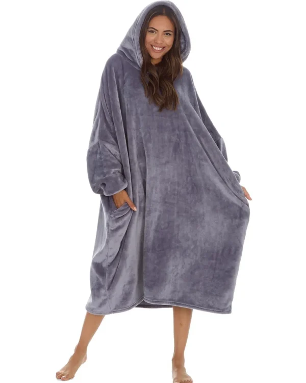 Huggable Loungewear | Oversized Long Poncho - Charcoal