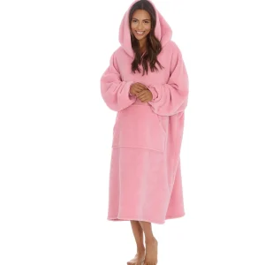 Huggable Loungewear | Oversized Sherpa Lined Hoodie - Pink