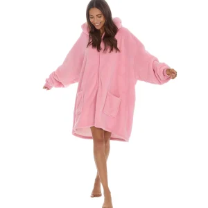 Huggable Loungewear | Oversized Sherpa Lined Zip Hoodie - Pink