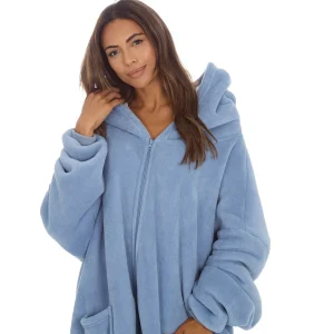Huggable Loungewear | Oversized Sherpa Lined Zip Hoodie - Denim