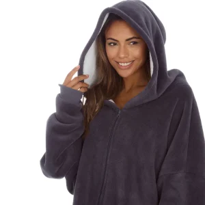 Huggable Loungewear | Oversized Sherpa Lined Zip Hoodie - Charcoal