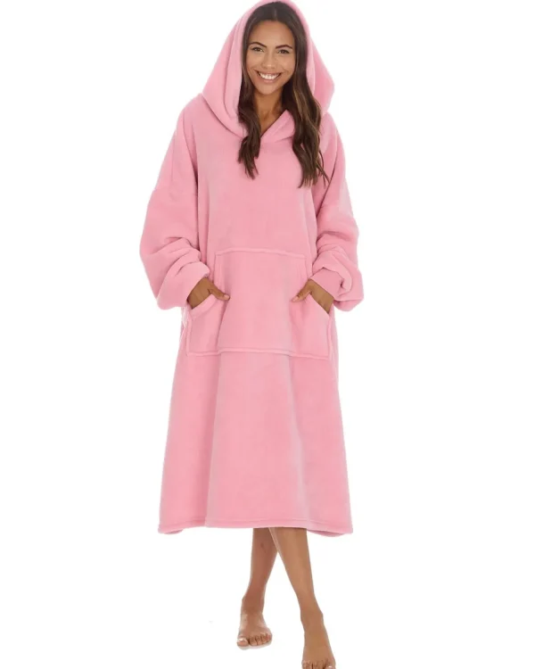 Huggable Loungewear | Oversized Sherpa Lined Hoodie - Pink