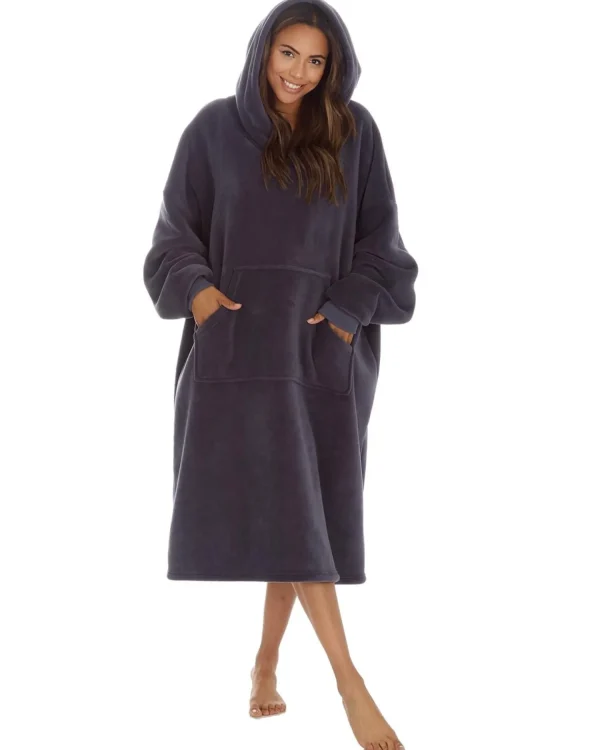Huggable Loungewear | Oversized Sherpa Lined Hoodie - Charcoal