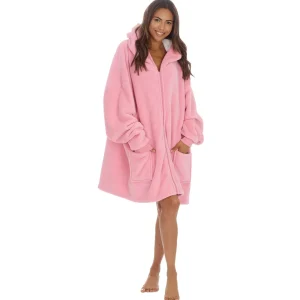 Huggable Loungewear | Oversized Sherpa Lined Zip Hoodie - Pink