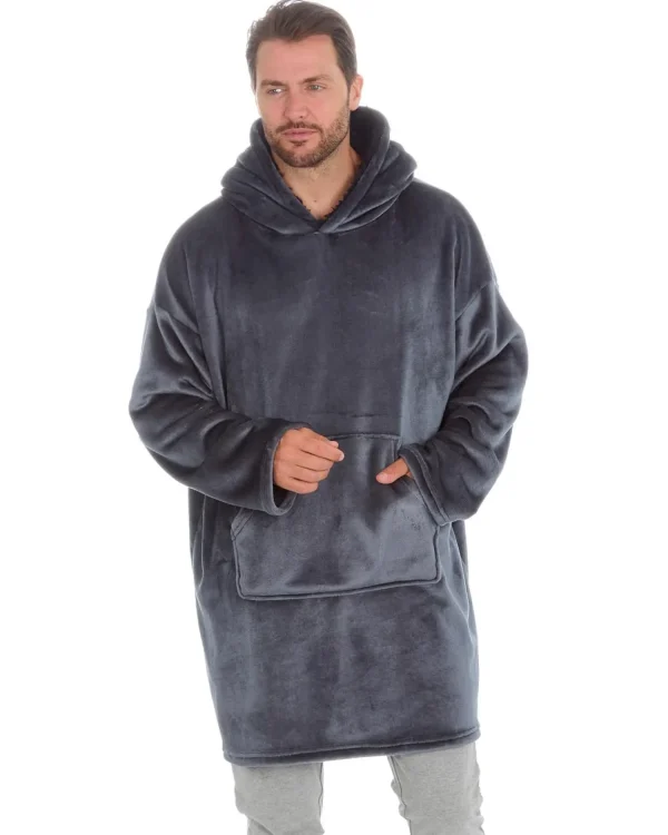 Men Huggable Polished Oversized Hoodie - Charcoal