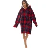 Huggable Loungewear | Red Check Oversized Hoodie