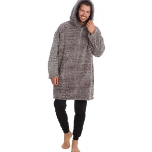 Men Huggable Sherpa Fleece Oversized Blanket Hoodie - Grey