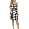Indigo Roc Dresses | Belted Linen Sun Dress - Black Check