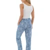 Indigo Roc Trousers | Elasticated Waist Linen Trousers - Blue Floral