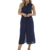 Indigo Roc Dresses | Linen Button Front Dress - Navy