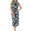 Indigo Roc Dresses | Linen Button Front Dress - Navy Print