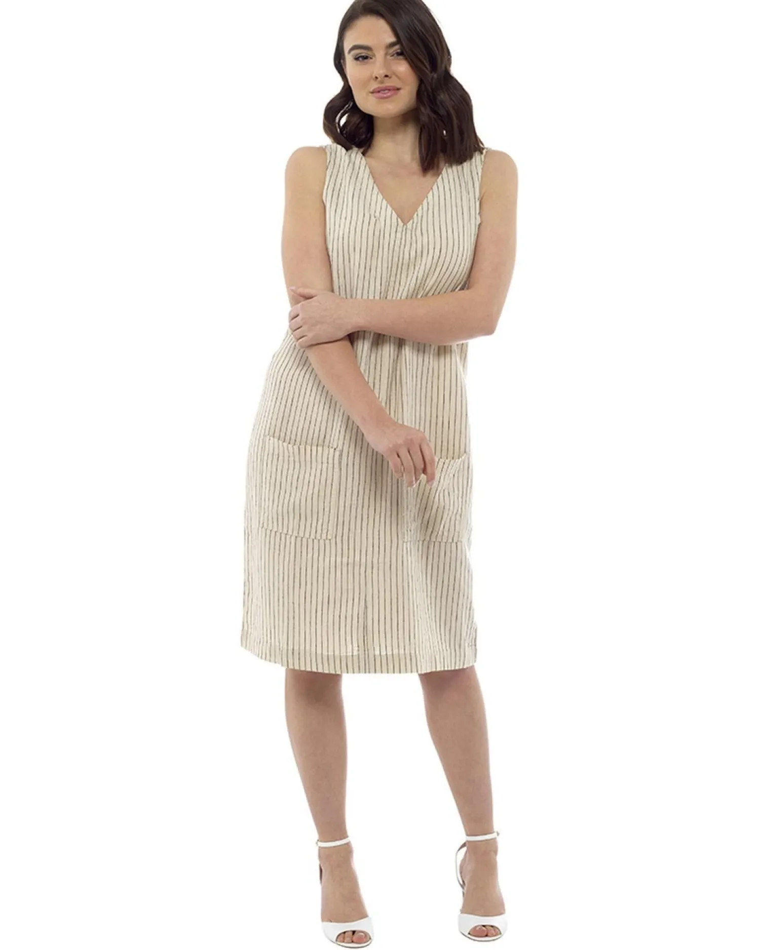 indigo_roc_linen_shift_dr_0-5.webp Indigo Roc Dresses | Linen Shift Dress - Stone Stripe