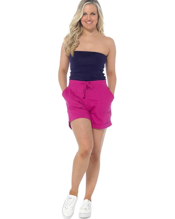 Indigo Roc Shorts & Skirts | Linen Shortie Shorts - Berry
