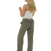 Indigo Roc Trousers | Ribbed Back Linen Trousers - Khaki