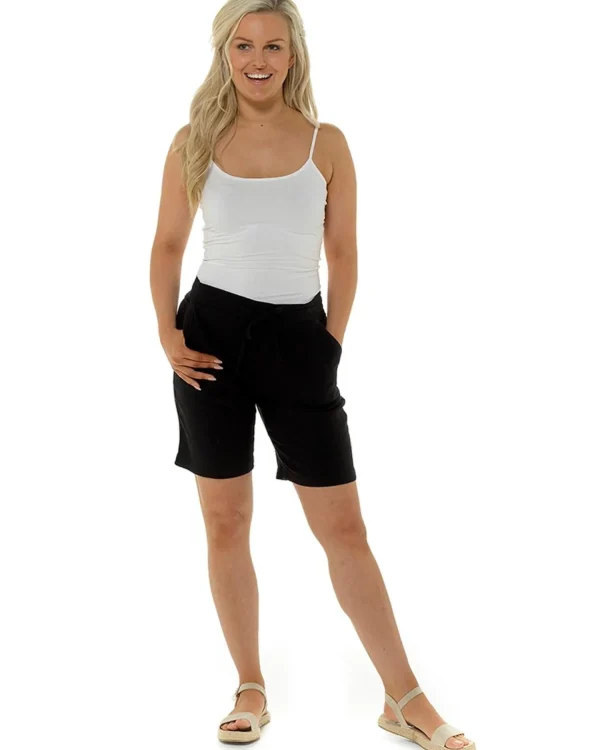 Indigo Roc Shorts & Skirts | Ribbed Back Linen Shorts - Black