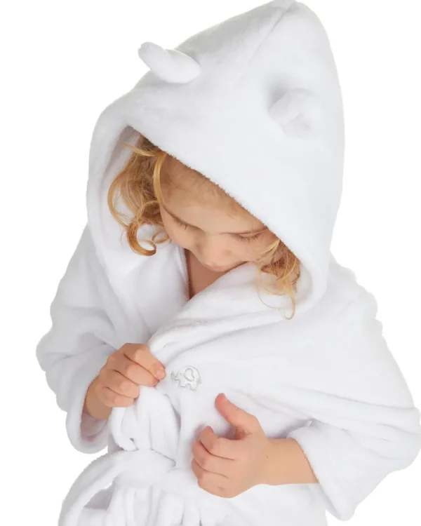 Kids Minikidz Infants Elephant Fleece Robe - White