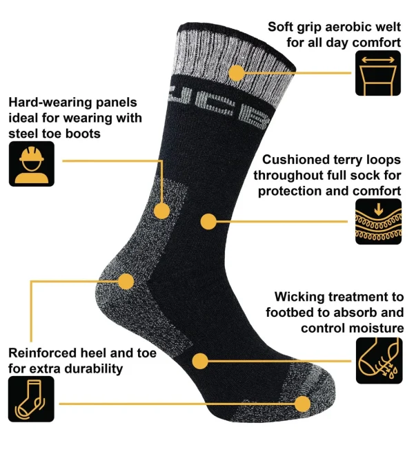 Men JCB Mens 3 Pack Casual Work Boot Socks