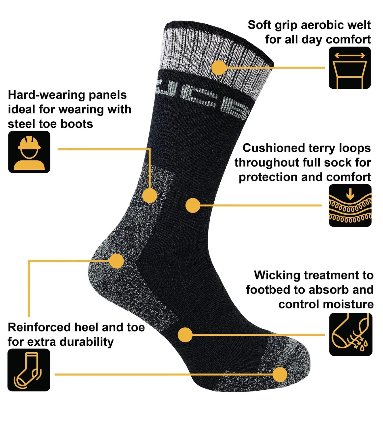 jcb_mens__pack_casual_wor_3.webp Men JCB Mens 3 Pack Casual Work Boot Socks