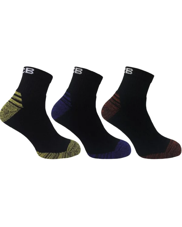 Men JCB Mens 3 Pack Coloured Heel Quarter Socks