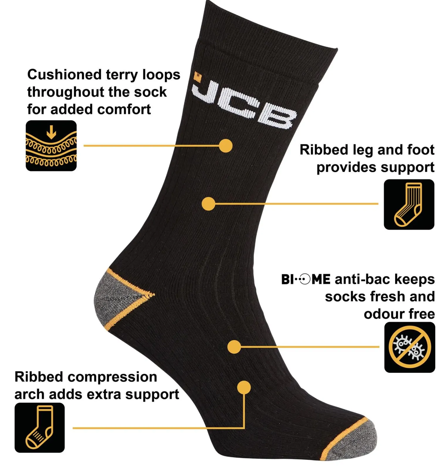 jcb_mens__pack_outdoor_ac_0-1.webp Men JCB Mens 3 Pack Outdoor Activity Socks - Black