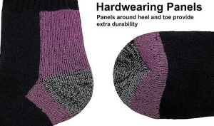 JCB Socks | Womens 3 Pack Workwear Apparel Socks - Black/Purple