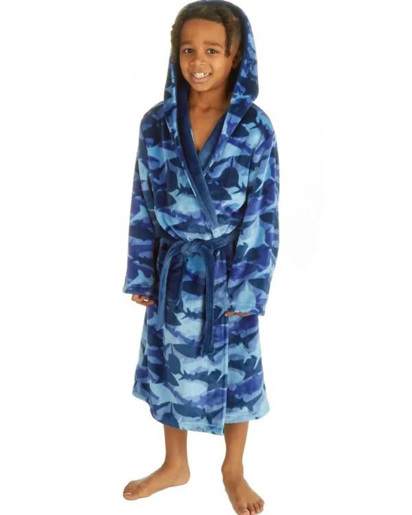 Kids * Kids Blue Shark Camo Dressing Gown
