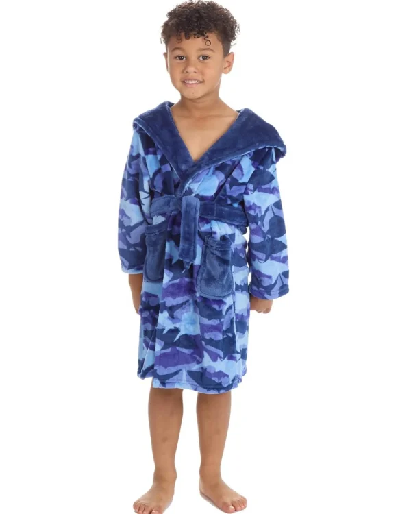 Kids * Kids Blue Shark Camo Dressing Gown