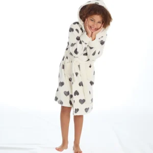Kids Slumber Party Kids Cream Heart Print Dressing Gown