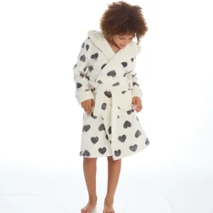 Kids Slumber Party Kids Cream Heart Print Dressing Gown