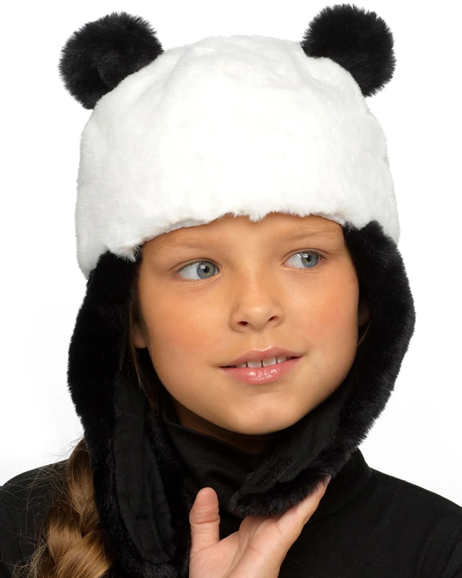 kids_faux_fur_panda_hat_w_0.webp Kids * Kids Faux Fur Panda Hat With Ears