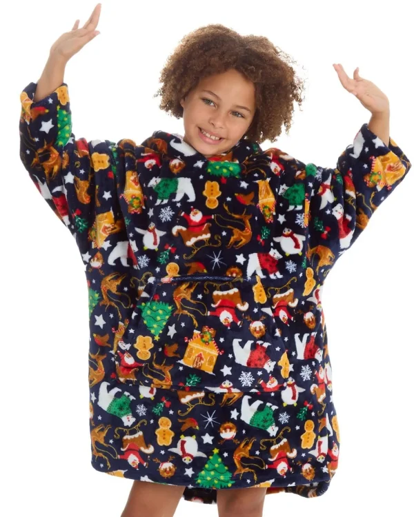 Kids Slumber Party Kids Festive Christmas Print Oversized Hoodie
