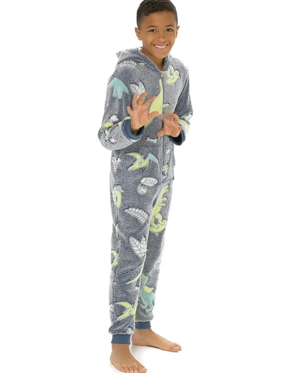 Kids Follow That Dream Kids Glow In The Dark Dinosaur Onesie