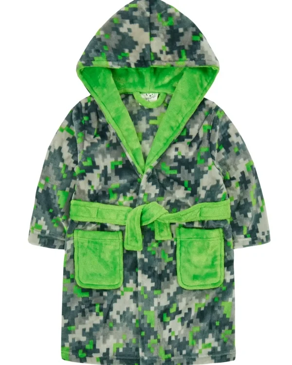Kids * Kids Green Pixel Camo Dressing Gown